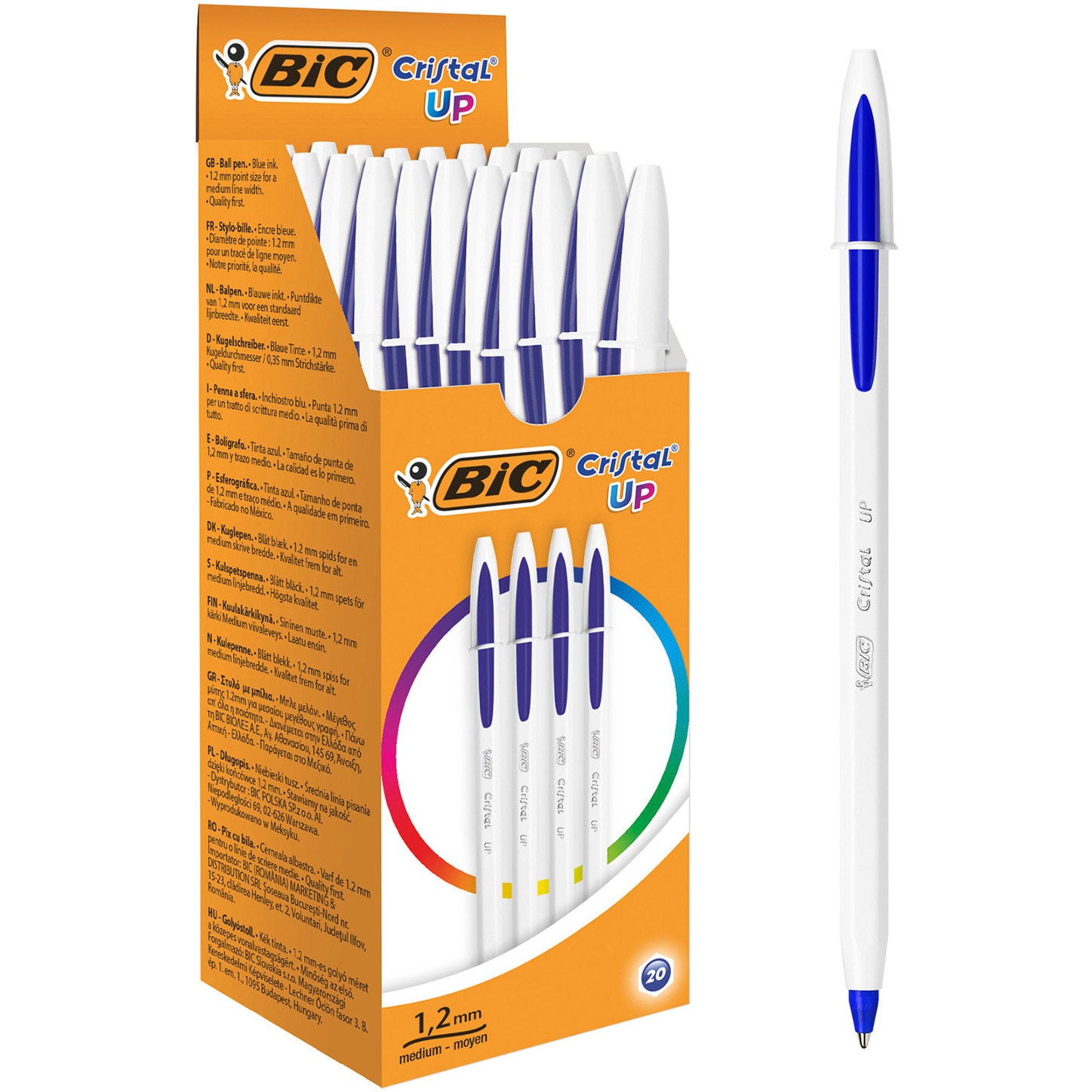 Pix Cristal Up albastru BIC, 20 bucati