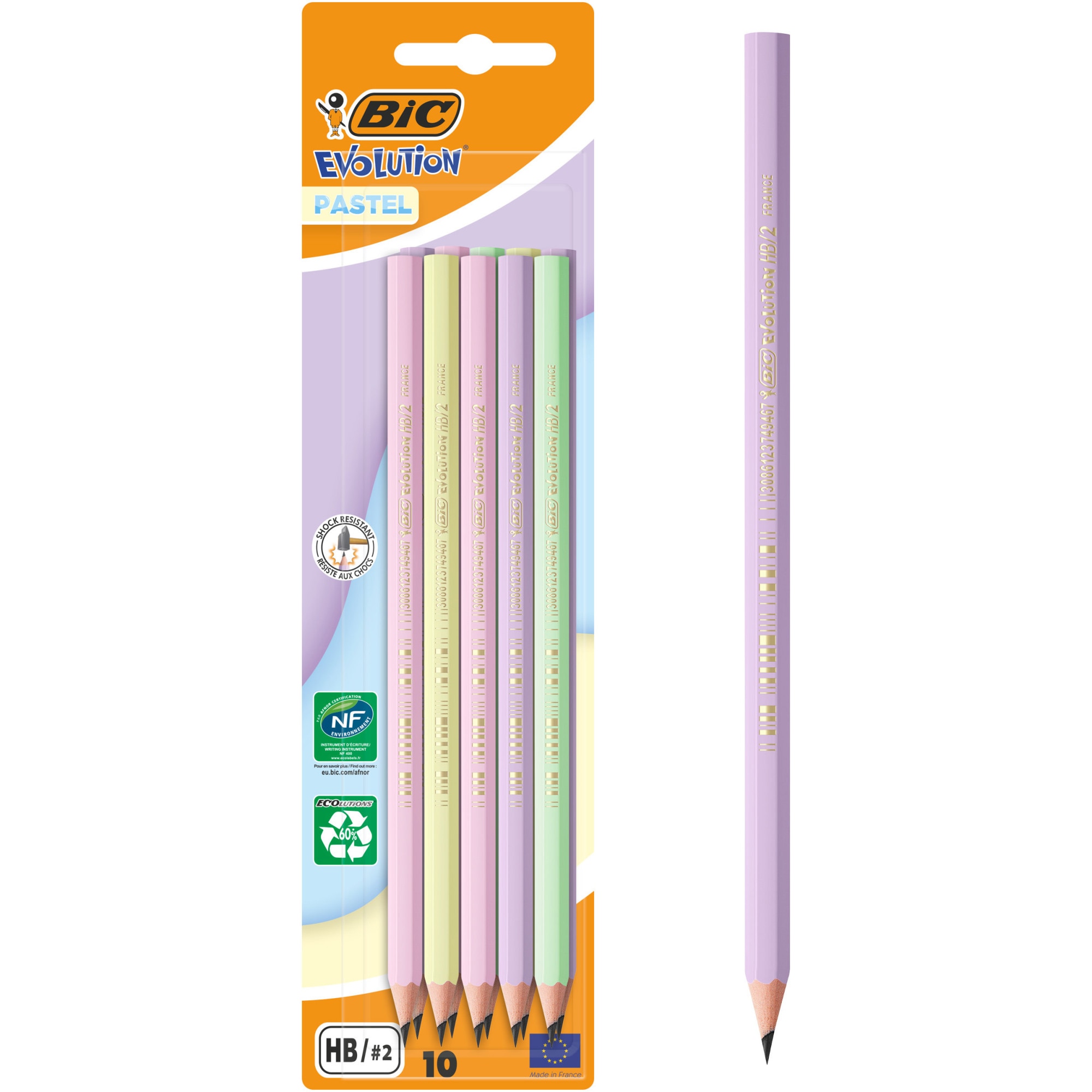 Creion grafit Evolution Pastel fara radiera Bl/10