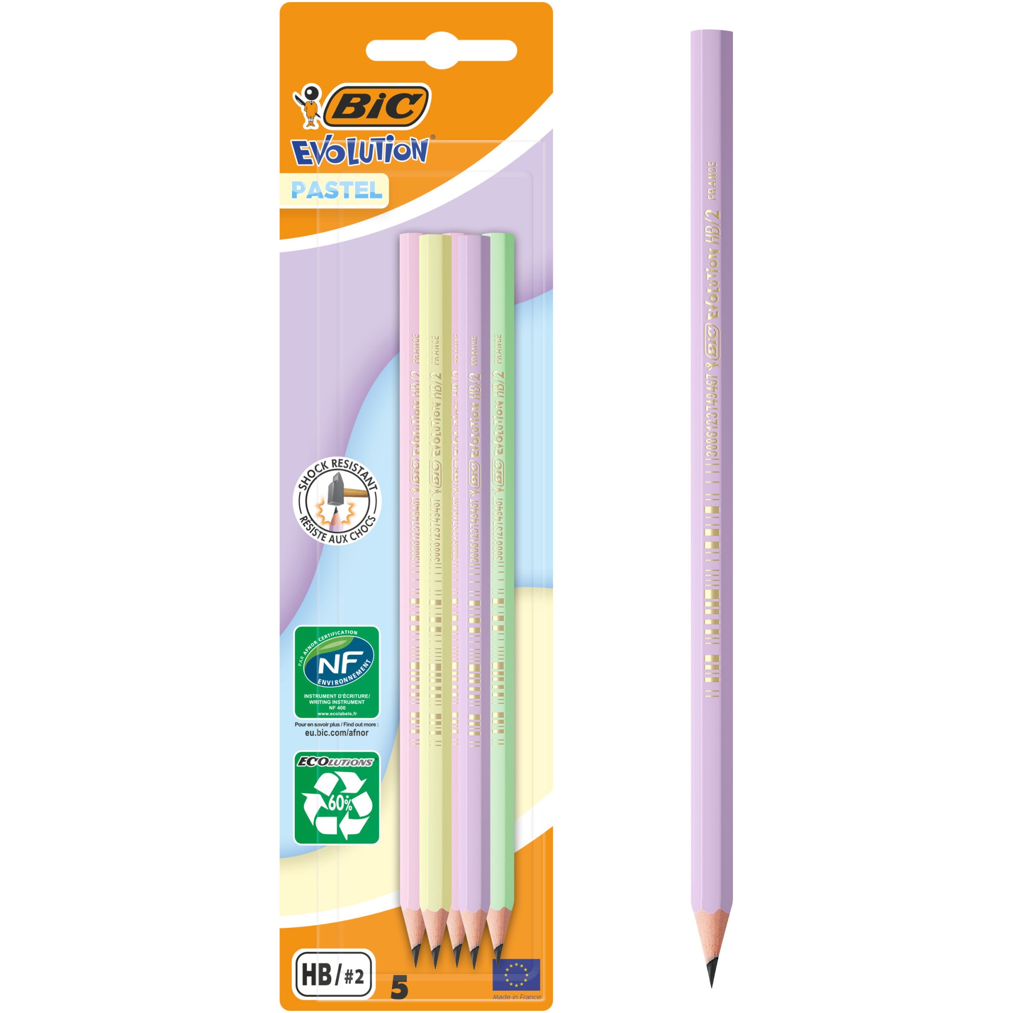 Creion grafit Evolution Pastel fara radiera Bl/5