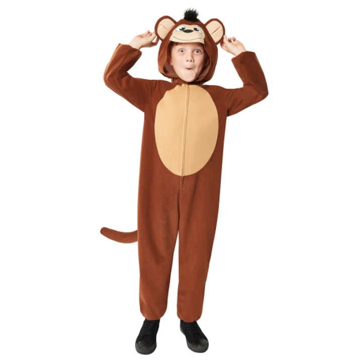 Costum carnaval copii Maimuta cu coada, maro, 3-4 ani
