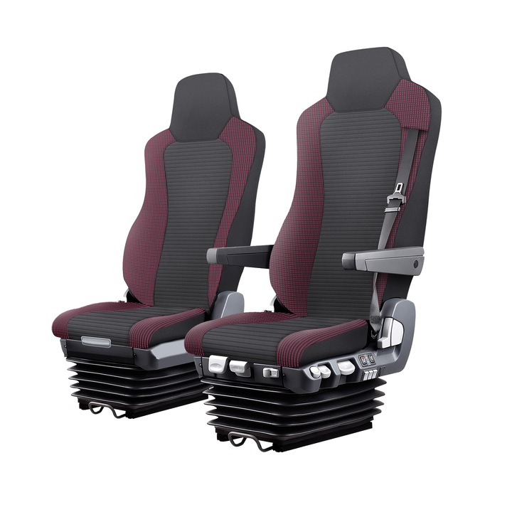 Set Husa Scaun Camion Avantgard, Lux Textil, Negru cu Cusaturi Rosie, pentru MAN TGX, TGA, Euro6, Euro5, 4 piese