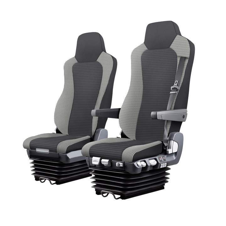 Set Husa Scaun Camion Avantgard, Lux Textil, Negru cu Cusaturi Alb, pentru MAN TGX, TGA, Euro6, Euro5, 4 piese