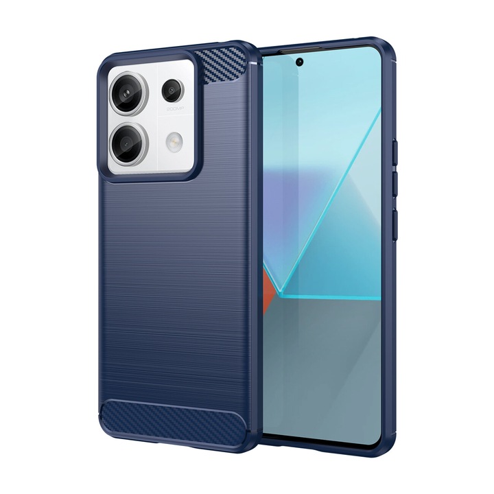 Калъф за телефон Xiaomi Poco X6 5G - Син силиконов кейс от въглеродни влакна