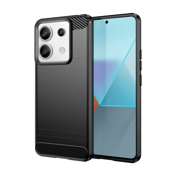 Калъф за телефон Xiaomi Redmi Poco X6 5G - Черен силиконов кейс от въглеродни влакна