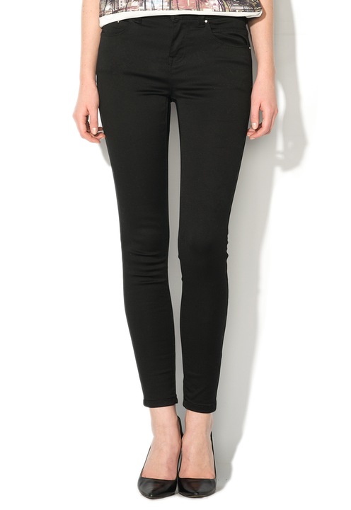 NEW LOOK, Pantaloni negri super skinny cu fermoar, Negru, 10-L30