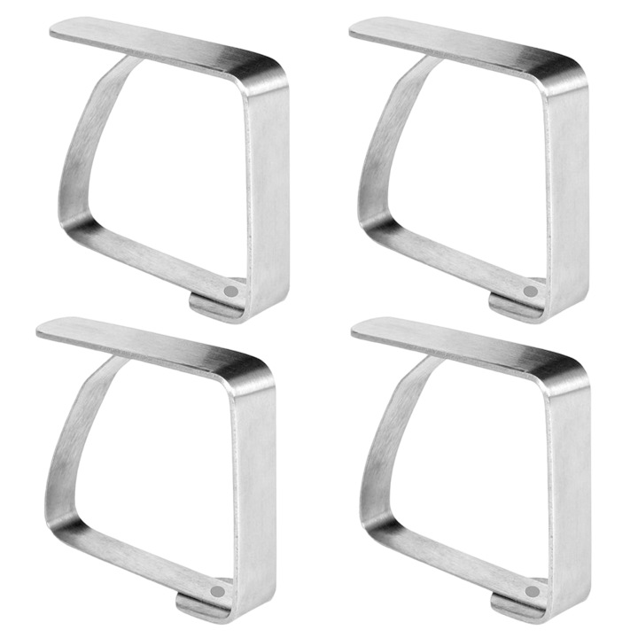 Set 4 Cleme Pentru Fixat Fata De Masa, 4x5cm, Inox, Argintiu