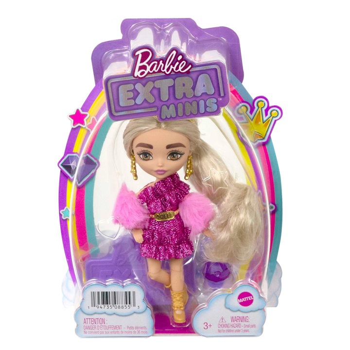 Barbie Extra Minis baba, 14cm, stilizált, kiegészítőkkel, többszínű