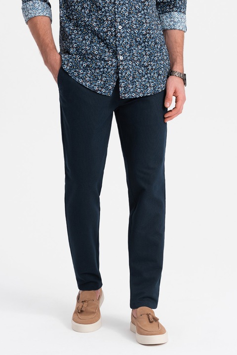 OMBRE, Texturált chino nadrág, Tengerészkék