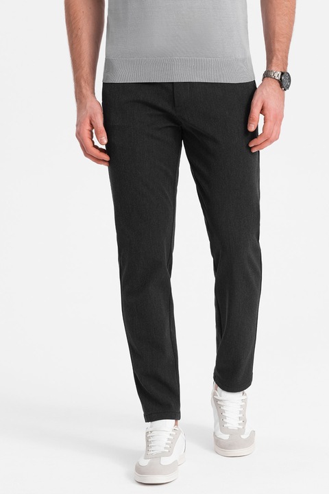 OMBRE, Pantaloni drepti, Gri inchis melange