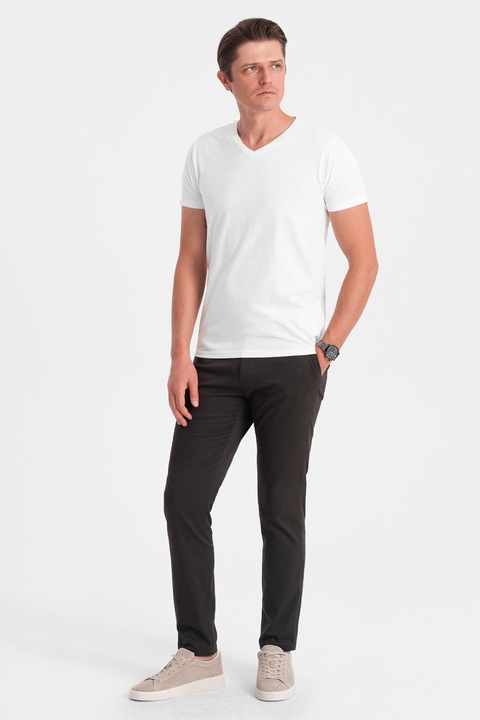 OMBRE, Tricou cu decolteu in V, Alb