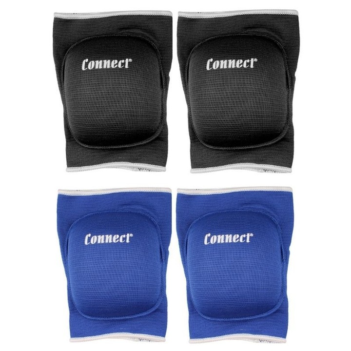 4 db térdvédő készlet Connect röplabda-hoz, szintetikus, fekete/kék, L