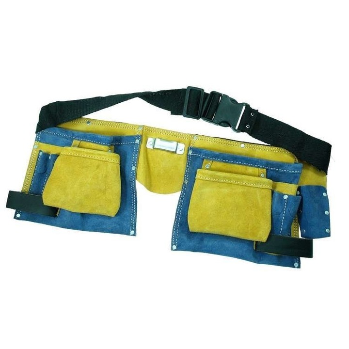 Curea pentru scule instalator, Beast, Textol, 10 buzunare, 3 manere, Galben