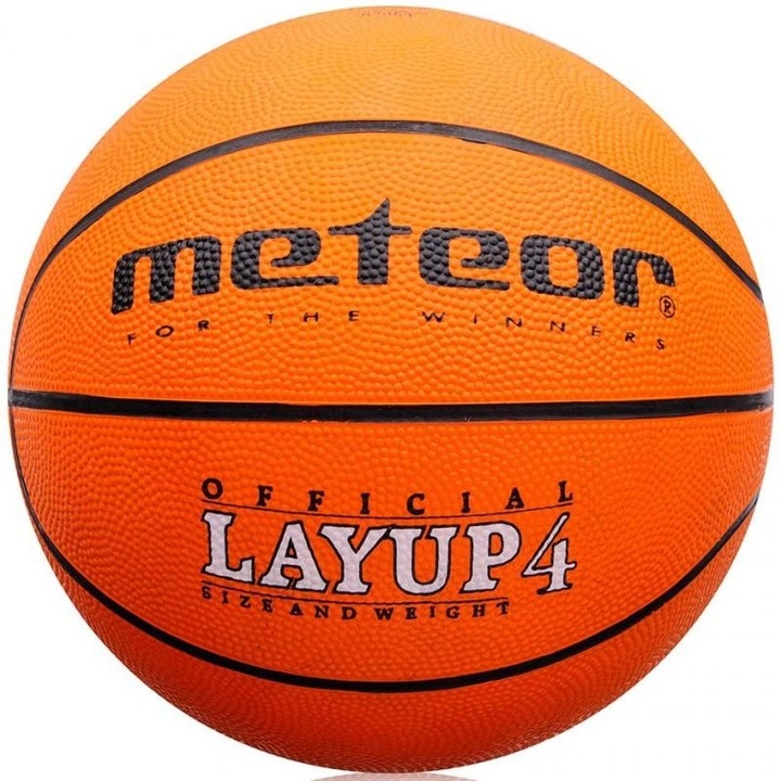 Minge de baschet, Meteor, Cauciuc, Portocaliu/Negru, 4