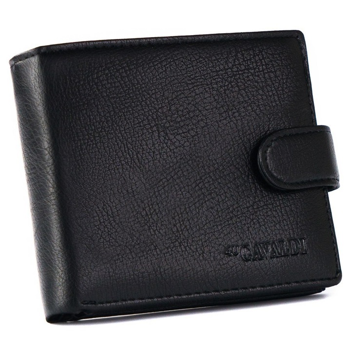 Portofel barbatesc, 4U Cavaldi, Piele, Negru