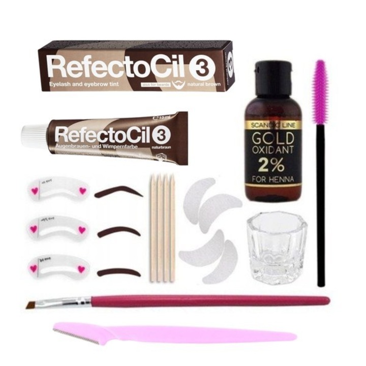 Боя за вежди, Refectocil, комплект окислител, четка, бутилка, кафяво