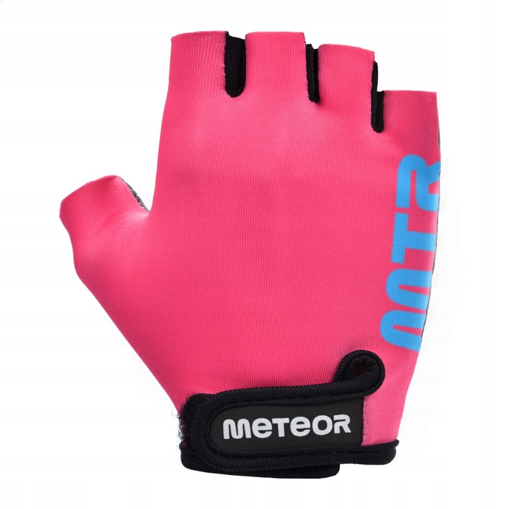 Gyermek kerékpáros kesztyű, Meteor, Ökológiai bőr/Textil, Többszínű, XS