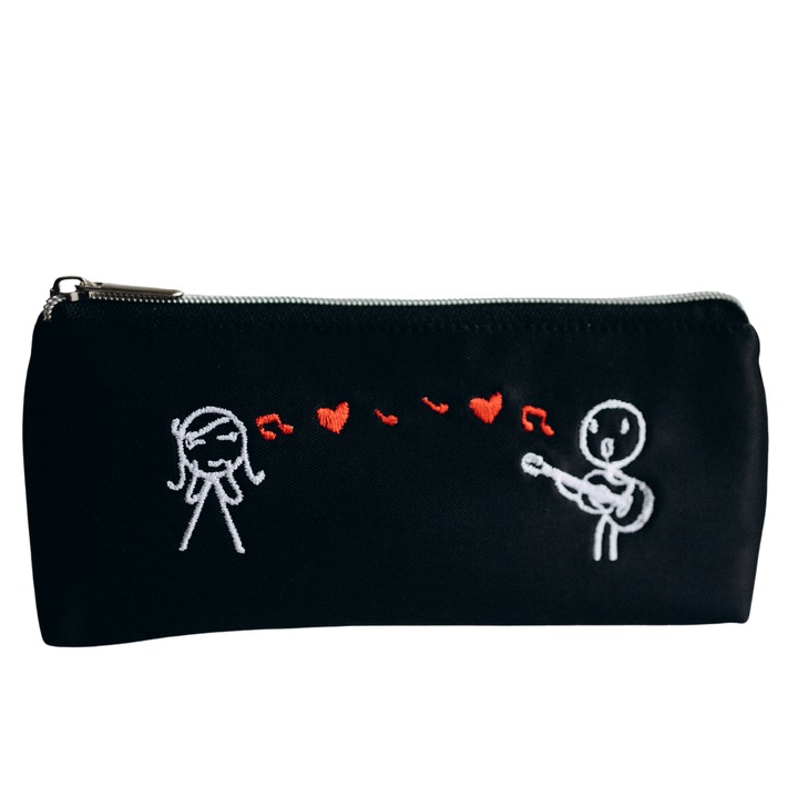 Portfard handmade, Atelier Diversis, negru broderie