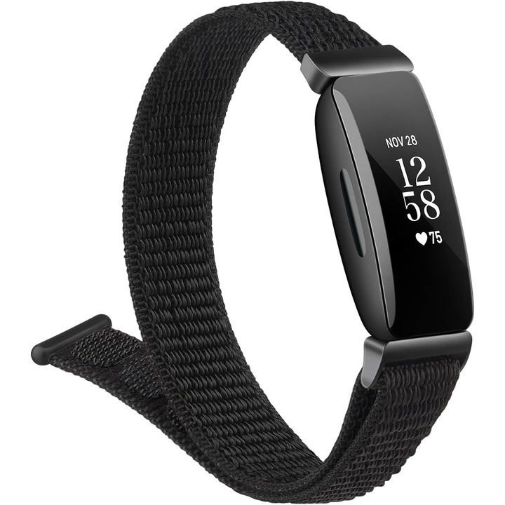 Curea pentru smartwatch compatibila cu Fitbit Inspire 2 & Inspire HR & Inspire, stil sport, latime 20 mm, culoare negru