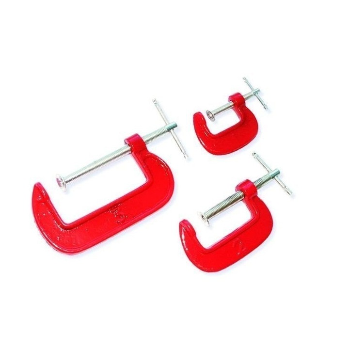 Set 3 cleme tamplarie, Beast, 25/50/75 mm, Rosu/Argintiu