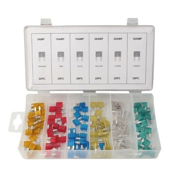 Комплект 120 автомобилни предпазители, Звяр, 5-30 А, Многоцветни