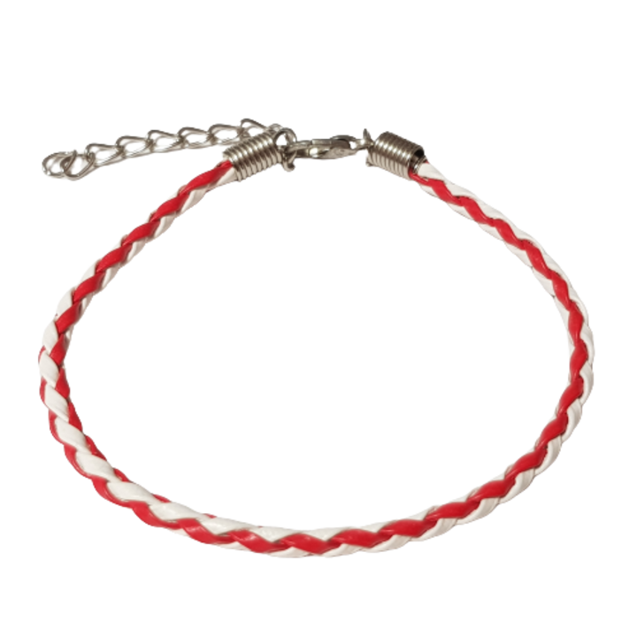 10 db Martisor karkötő készlet, műbőr, 18 cm, fehér/piros