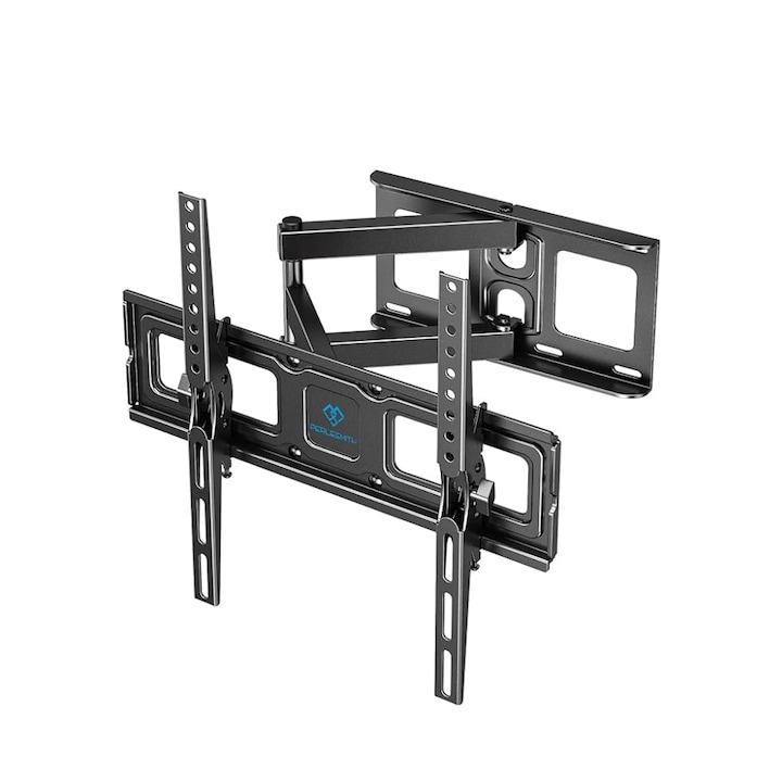 Perlesmith Support за телевизори от 26 до 60 инча, с Rocker и Tilt до 40 кг, 55 инча, VESA максимум 400x400 мм, черен