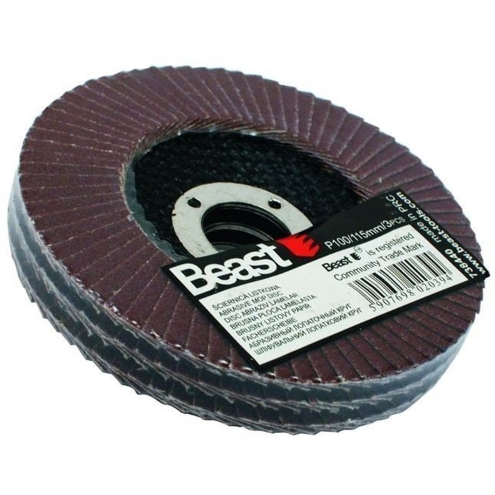 Disc abraziv lamelar, Beast, Hartie abraziva, Maro, 115mm