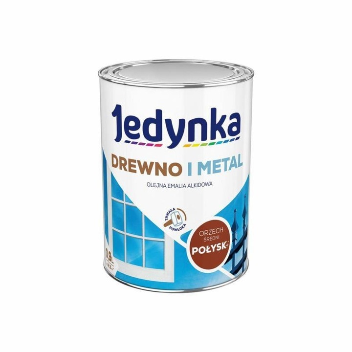 Festék fára/fémre, Jedynka, 0,9 l, Barna