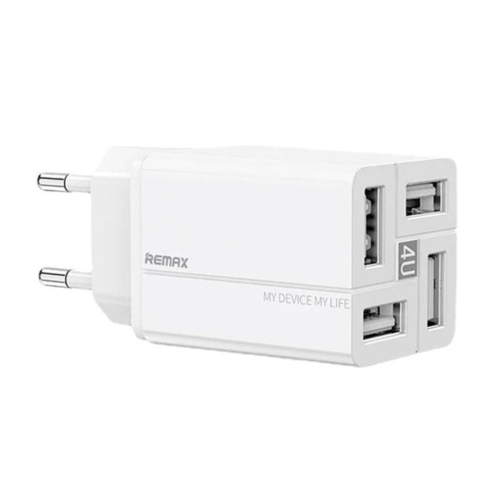 Incarcator de perete Remax, RP-U43, 4x USB, 3.4A (alb)