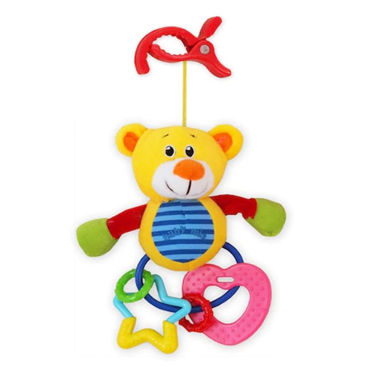 Extra akasztós mackós játék babakocsihoz Baby Mix 901605, sárga