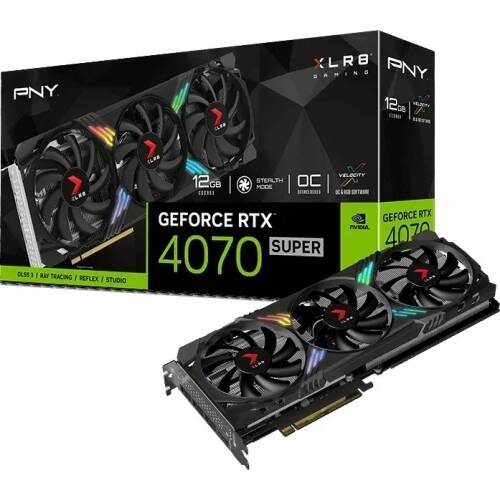 Placa Video PNY Technologies RTX4070 SUPER GAMING VERTO EPIC X RGB OC TF 12GB
