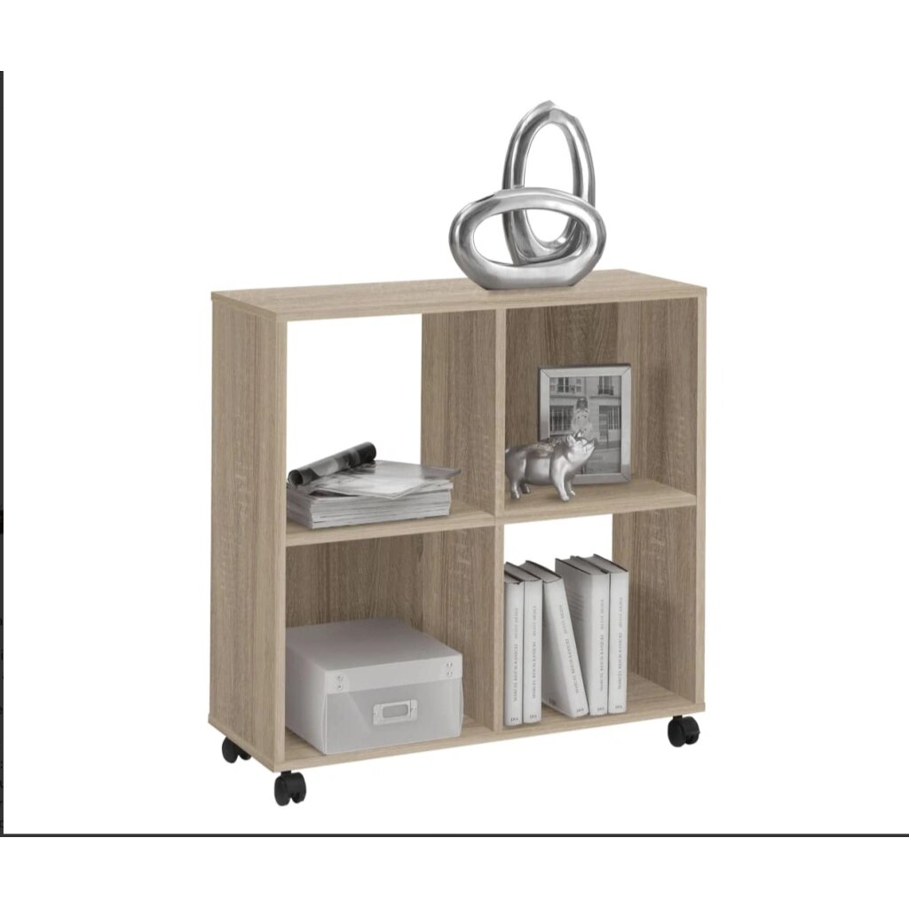 Raft cu roti, 4 compartimente, sonoma, Mobleto, 77x72x33 cm - eMAG.ro