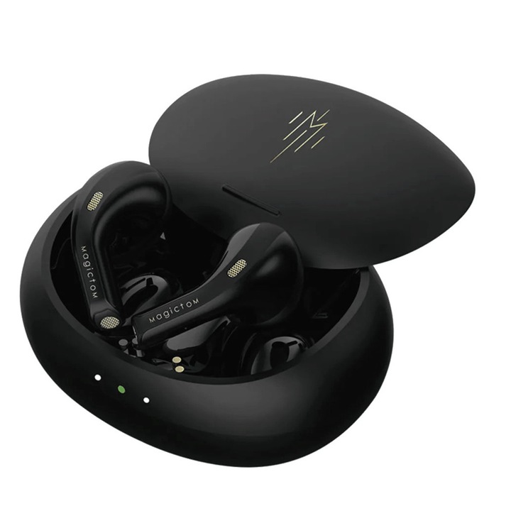 Bluetooth безжични слушалки, AirToms PRO, ShareShop, аудио, в ухото, безжични, спортни, с микрофон, сензорно управление, гласов асистент, универсални, Bluetooth 5.2, черни