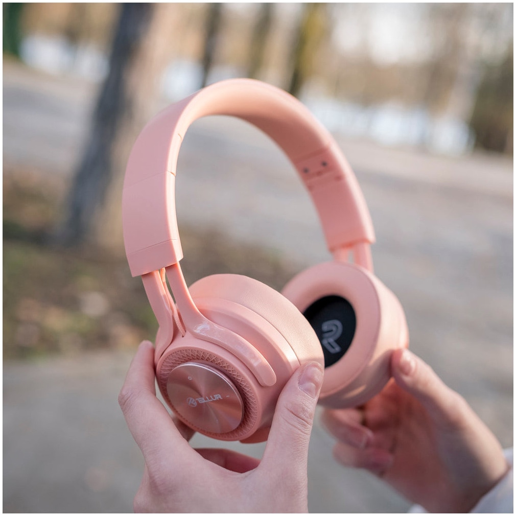 Casti Over-ear Bluetooth Tellur Feel, roz - eMAG.ro
