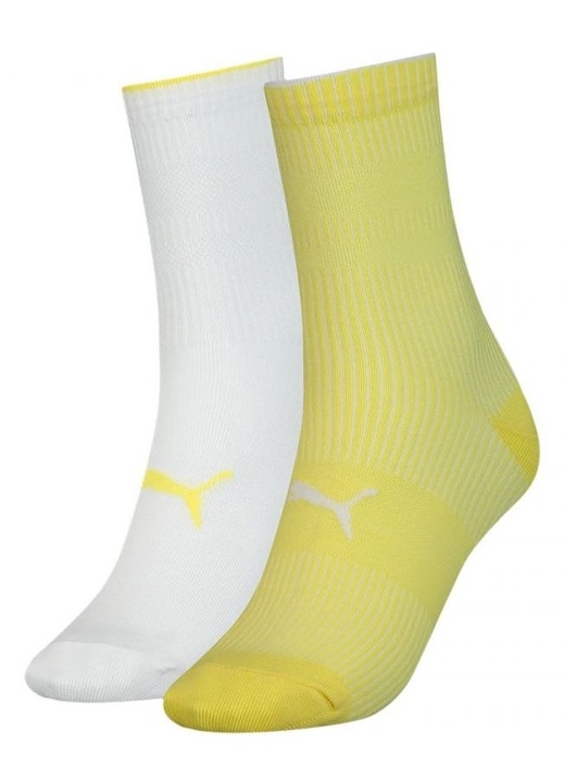 Комплект от 2 чифта чорапи, Sock Structure, Puma, Cotton, White/Yellow, Бял/Жълт