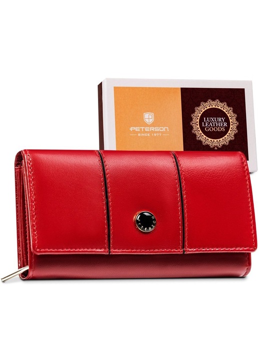 Дамски портфейл Peterson Естествена кожа Червен/Черен