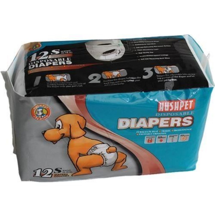 Scutece/Diapers Catei Xl (25-40Kg/63-76Cm) Hushpet (12Buc/Pch)