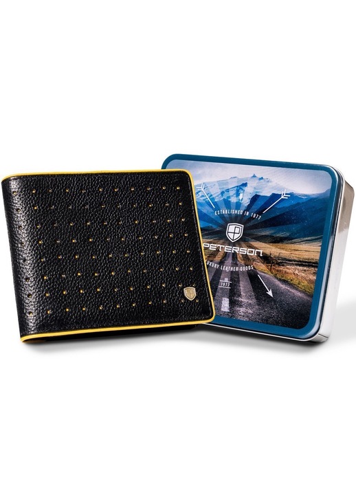 Férfi pénztárca, Peterson, Bőr, Fekete