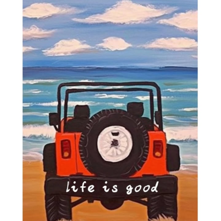 Kit de pictura cu diamante 5D pentru copii si adulti, Life is Good 30 x 40 cm