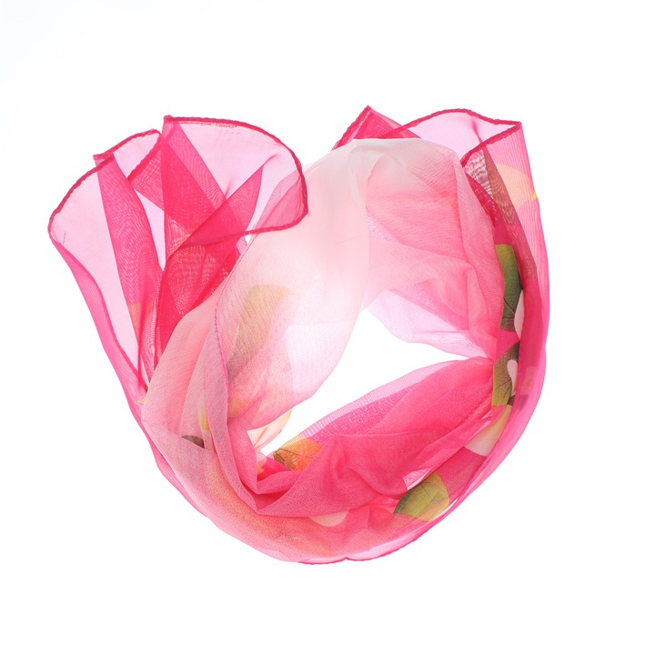 Esarfa, de dama, Buticcochet, din poliester, imprimeu floral, 50x150 cm, Fucsia - ES2553