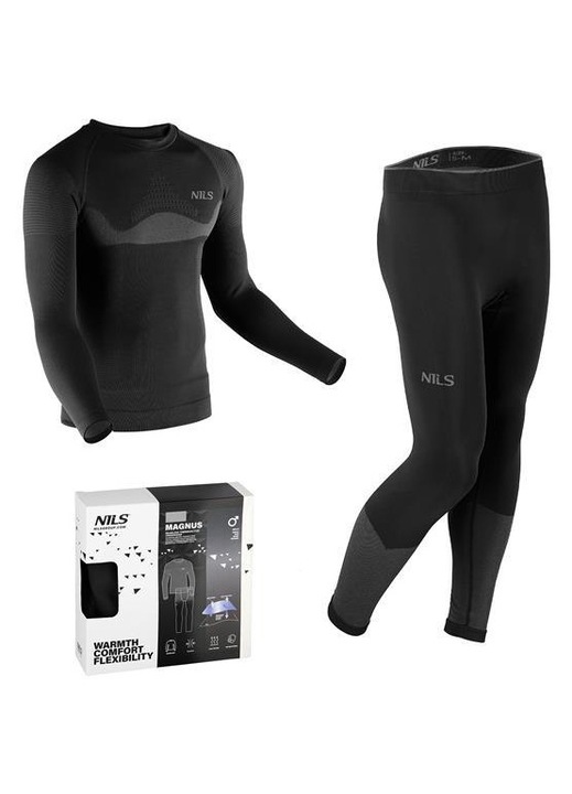 Set lenjerie termica pentru barbati, Nils, Poliamida, Negru, L/XL