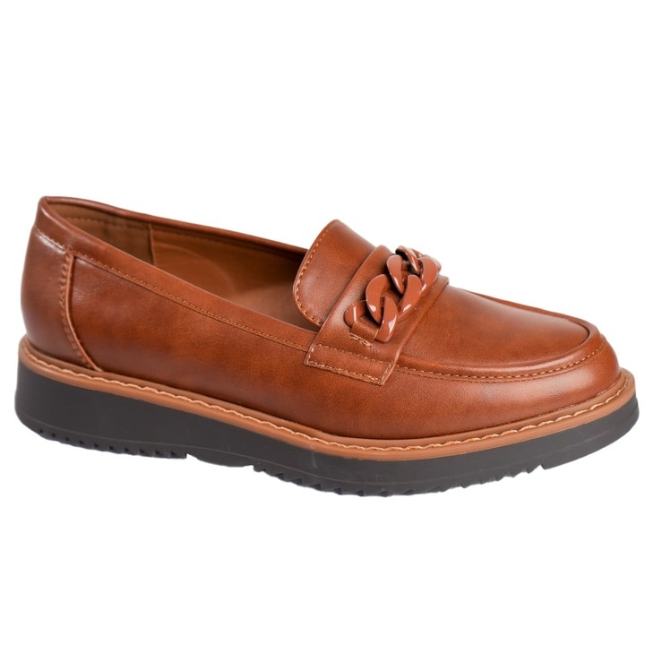 Pantofi, Moda Stil, Sahin, Piele ecologica, Camel, Maro camel