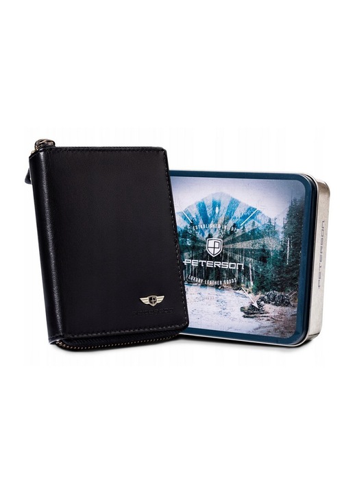 Portofel din piele pentru barbati, Peterson, Repenminster, neagra, One size