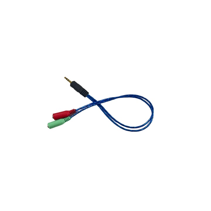 Cablu audio 1 Jack tata la 2 x Jack 3.5mm mama, 30cm, Multicolor
