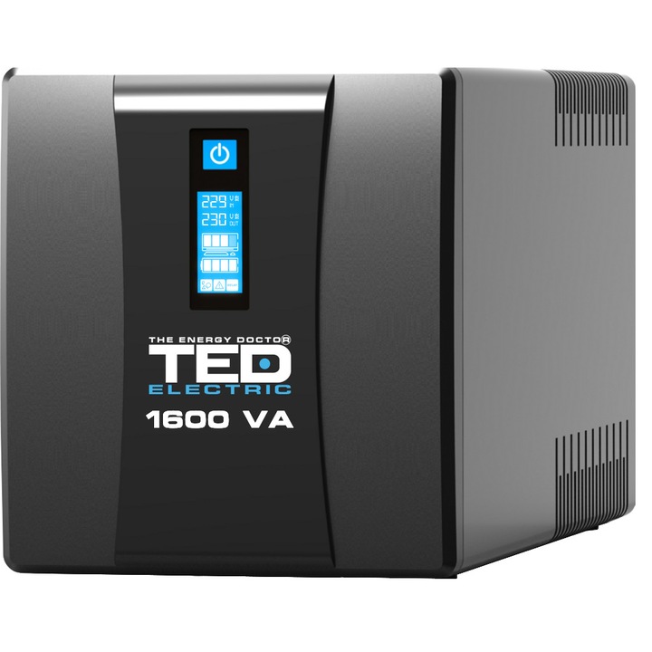 UPS Line Interactive cu 2 iesiri Schuko, Stabilizator si Display LCD, 1600VA / 900W, TED Electric