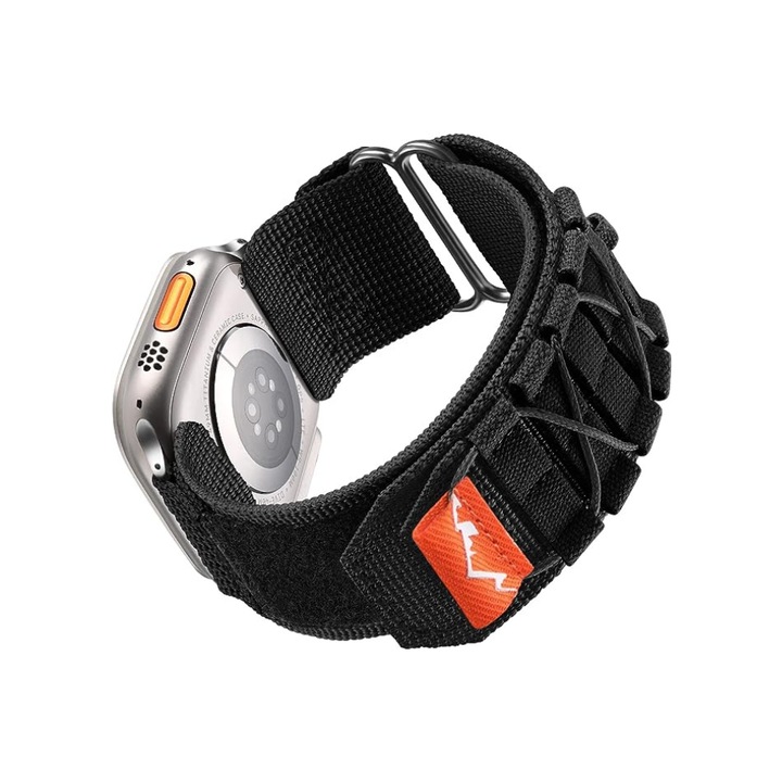 Спортна каишка, Съвместим с Upeak Apple Watch 49 мм 45 мм 44 мм 42 мм iWatch Ultra 1/2/Series 9 8 7 6 5 4 3 2 1 SE, L найлонова черен