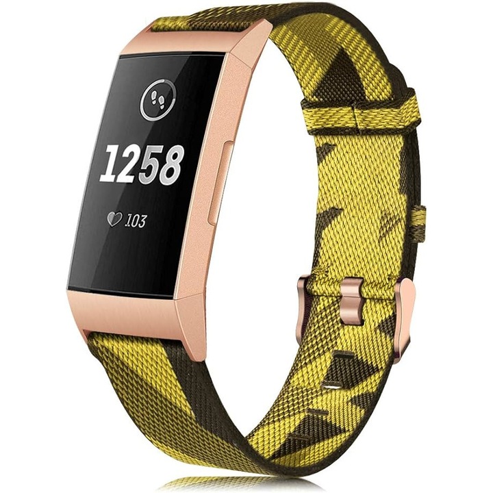Curea pentru smartwatch compatibila cu Fitbit Charge 3/Charge 4, bratara de schimb ajustabila 14cm-22cm, culoarea negru/verde neon
