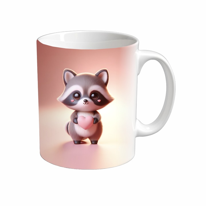 Cana Adorable Animals, Inedit Print, CP99V12, Ceramica, Alb, 330 ml
