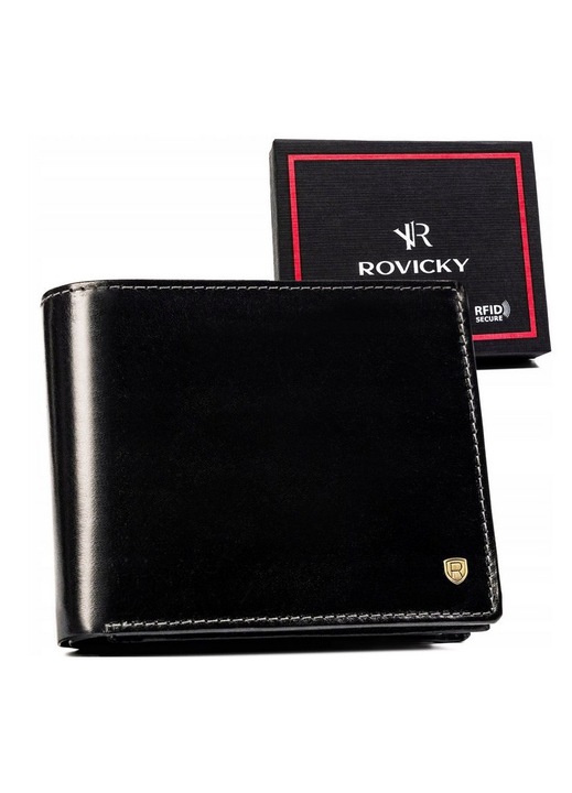 Portofel pentru barbati, Rovicky, Piele, Negru