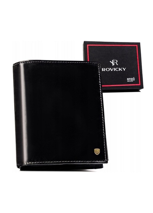 Portofel pentru barbati, Rovicky, Piele, Negru
